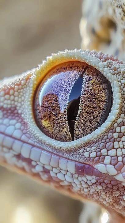 Extreme close-up of a pale gecko eye